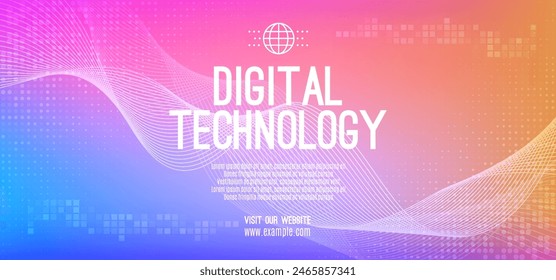 Abstract digital technology futuristic science blue pink background, Cyber science tech, Innovation communication future, Ai big data, internet network connection, Cloud hi-tech illustration vector