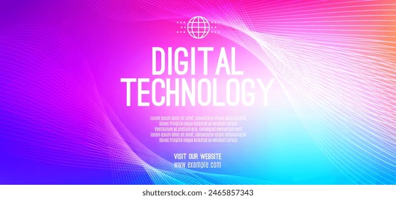 Abstract digital technology futuristic science blue pink background, Cyber science tech, Innovation communication future, Ai big data, internet network connection, Cloud hi-tech illustration vector