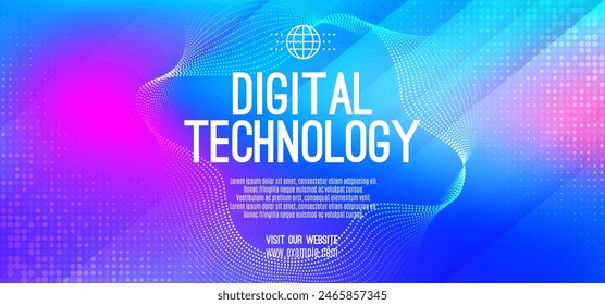 Abstract digital technology futuristic science blue pink background, Cyber science tech, Innovation communication future, Ai big data, internet network connection, Cloud hi-tech illustration vector