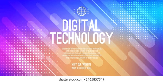 Abstract digital technology futuristic science blue pink background, Cyber science tech, Innovation communication future, Ai big data, internet network connection, Cloud hi-tech illustration vector