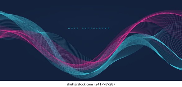 Abstract digital technology futuristic wave background.