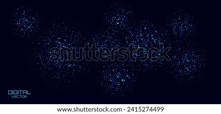Abstract Digital Technology Halftone Circles Pattern. Hexagon Particles Digital Ripple Effect. Hi Tech Science Presentation Background. Vector Illustration.