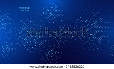 Abstract Digital Technology Halftone Circles Pattern. Hexagon Particles Digital Ripple Effect. Hi Tech Science Presentation Background. Vector Illustration.