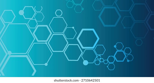 Abstract digital technology with hexagon geometric pattern on dark blue background with gradient texture. abstract decoration