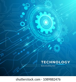 Abstract digital technology hi tech concept background with Gear. vector illustration.
