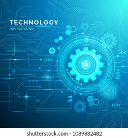 Abstract digital technology hi tech concept background with Gear. vector illustration.