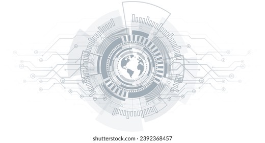 Abstract digital technology hi tech futuristic grey white background, cyber information communication, innovation future tech data, internet network connection, Ai big data lines dots, circuit vector