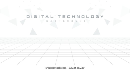 Abstract digital technology hi tech futuristic grey white background, cyber information communication, innovation future tech data, internet network connection, Ai big data line dot, circuit vector 3d