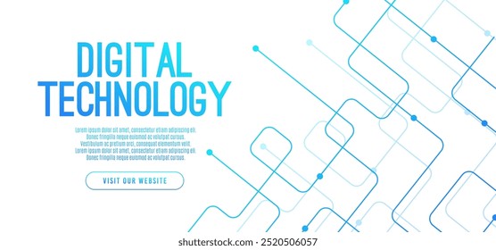 Tecnología digital Abstractas de alta tecnología futurista de fondo blanco azul, comunicación de información cibernética, innovación de datos tecnológicos futuros, conexión a red de Internet, líneas de big data de IA puntos, Vector de circuitos