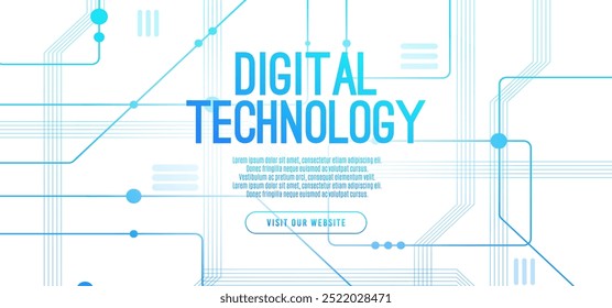 Tecnologia digital abstrata alta tecnologia futurista azul branco fundo, comunicação de informações cibernéticas, inovação futuros dados tecnológicos, conexão de rede de internet, Ai grandes linhas de dados pontos, circuito vetor