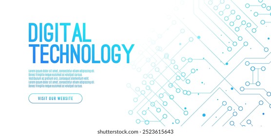 Tecnología digital Abstractas de alta tecnología futurista de fondo blanco azul, comunicación de información cibernética, innovación de datos tecnológicos futuros, conexión a red de Internet, líneas de big data de IA puntos, Vector de circuitos