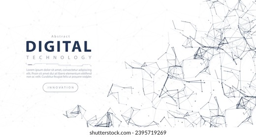 Abstract digital technology internet network connection futuristic grey white background, cyber information communication, innovation future tech data, Ai big data lines dots, hi-tech circuit vector