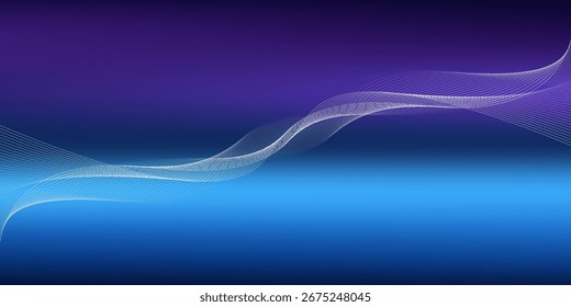 Abstract Digital Technology. Lines Data Flow. Futuristic Linear Windy Wave. Big Data Smart Visualization. Artificial Intelligence AI, and Automation Design. Tech and Science Vector Illustration