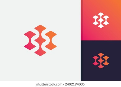 Abstract digital technology logo design icon vector template