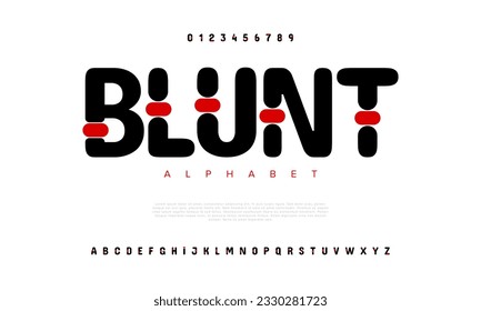 Abstract digital technology logo font alphabet. Minimal modern urban fonts for logo, brand etc. Typography typeface uppercase lowercase and number. vector illustration