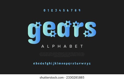 Abstract digital technology logo font alphabet. Minimal modern urban fonts for logo, brand etc. Typography typeface uppercase lowercase and number. vector illustration