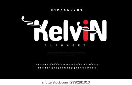 Abstract digital technology logo font alphabet. Minimal modern urban fonts for logo, brand etc. Typography typeface uppercase lowercase and number. vector illustration