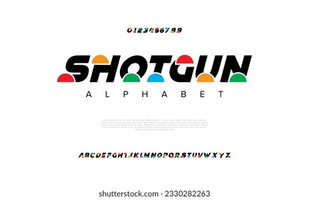 Abstract digital technology logo font alphabet. Minimal modern urban fonts for logo, brand etc. Typography typeface uppercase lowercase and number. vector illustration
