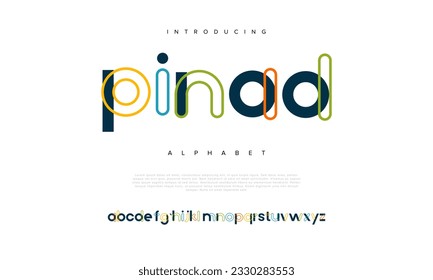 Abstract digital technology logo font alphabet. Minimal modern urban fonts for logo, brand etc. Typography typeface uppercase lowercase and number. vector illustration