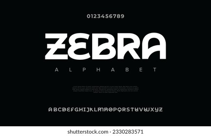 Abstract digital technology logo font alphabet. Minimal modern urban fonts for logo, brand etc. Typography typeface uppercase lowercase and number. vector illustration