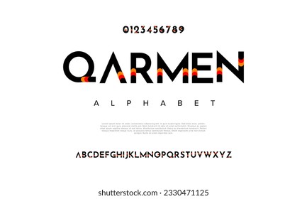 Resumen del alfabeto de fuente del logotipo de la tecnología digital. Fuentes urbanas modernas mínimas para logotipo, marca, etc. Tipografía tipo de letra mayúsculas minúsculas y número. ilustración vectorial