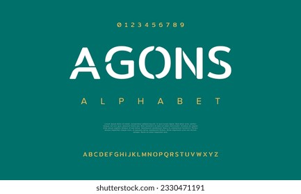Abstract digital technology logo font alphabet. Minimal modern urban fonts for logo, brand etc. Typography typeface uppercase lowercase and number. vector illustration