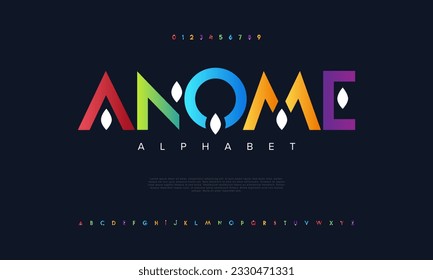 Abstract digital technology logo font alphabet. Minimal modern urban fonts for logo, brand etc. Typography typeface uppercase lowercase and number. vector illustration