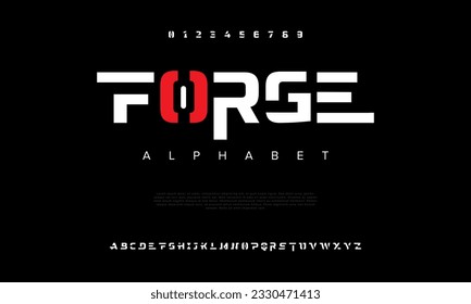 Abstract digital technology logo font alphabet. Minimal modern urban fonts for logo, brand etc. Typography typeface uppercase lowercase and number. vector illustration