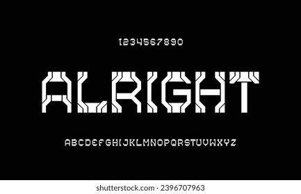 Resumen del alfabeto de fuente del logotipo de la tecnología digital. Fuentes urbanas modernas mínimas para logotipo, marca, etc. Tipografía tipo de letra mayúsculas minúsculas y número. ilustración vectorial