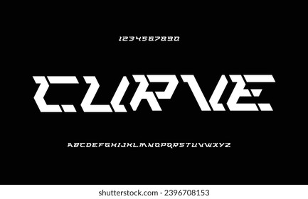 Abstract digital technology logo font alphabet. Minimal modern urban fonts for logo, brand etc. Typography typeface uppercase lowercase and number. vector illustration