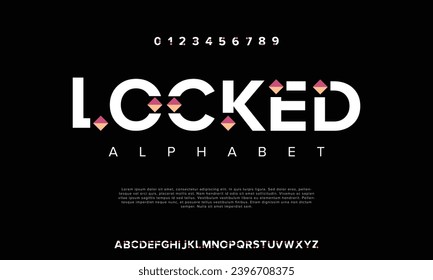Abstract digital technology logo font alphabet. Minimal modern urban fonts for logo, brand etc. Typography typeface uppercase lowercase and number. vector illustration