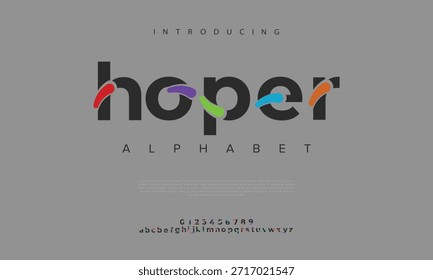 Abstractas alfabeto de fuente de logotipo de tecnología digital. Fuentes urbanas modernas mínimas para el logotipo, la marca, etc. Tipografía tipografía mayúscula minúscula y número. Ilustración vectorial