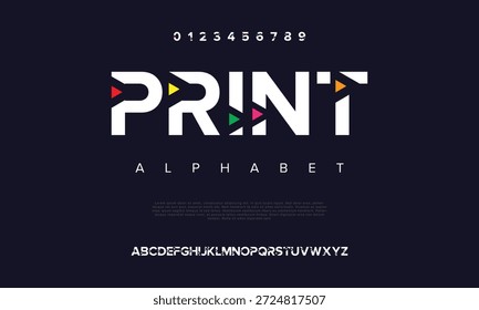 Abstrato digital tecnologia logotipo alfabeto de fonte. Mínimo fontes urbanas modernas para logotipo, marca etc. Tipografia fonte maiúscula minúscula e número. ilustração vetorial