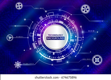 Abstract digital technology and mechanical elements. Futuristic circuit board. Hi-tech computer background. Vector illustration eps 10