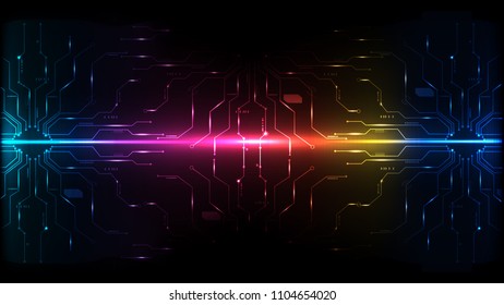 Abstract digital technology operating system circuit colorful background template vector design