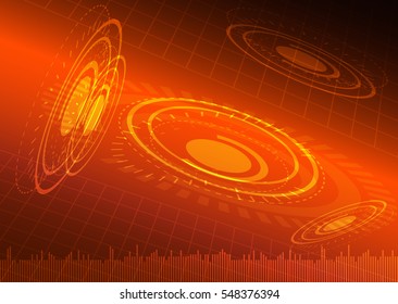 Abstract digital technology orange background. Vector Illustration