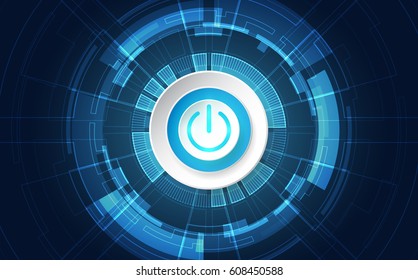 Abstract digital technology power button. vector background