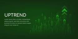 abstract digital technology rising arrows illustration successful business and growth strategy web banner design with green digital background