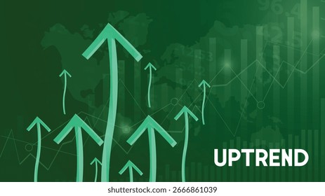 abstract digital technology rising arrows illustration successful business and growth strategy web banner design with green digital background