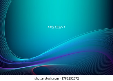 Abstrakte digitale Technologie, glatte Teilchenwelle, Big Data Techno, Design-Concept-Hintergrund und Bildschirmhintergrund, Vektorgrafiken
