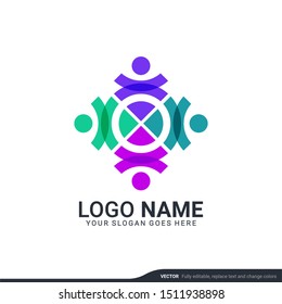 Abstract digital technology symbol logo design. Editable logo design
