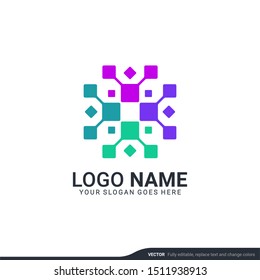 Abstraktes Logo-Design für digitale Technologie. Bearbeitbares Logo-Design