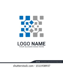 Abstract digital technology symbol logo design. Editable logo design