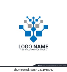 Abstract digital technology symbol logo design. Editable logo design