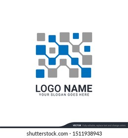 Abstract digital technology symbol logo design. Editable logo design
