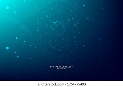 Abstract digital technology world map background and  wallpaper backdrop, banner website. vector eps.