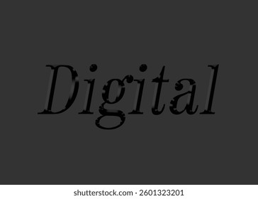 Abstract Digital Text Effect Design Black Background