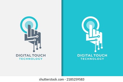 Abstract Digital Touch Finger Logo Design, Usable for Business and Technology Company.