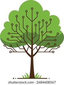 Abstract digital tree concept representing the convergence of technology nature and growth fused with innovation.