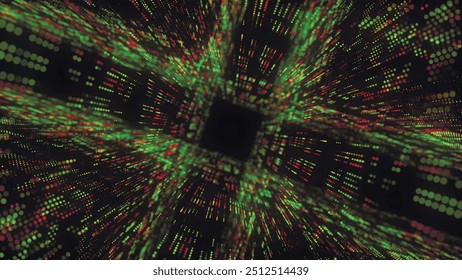 Abstract digital tunnel. Data flow information. Big data visualization. Digital communication concept. Vector illustration